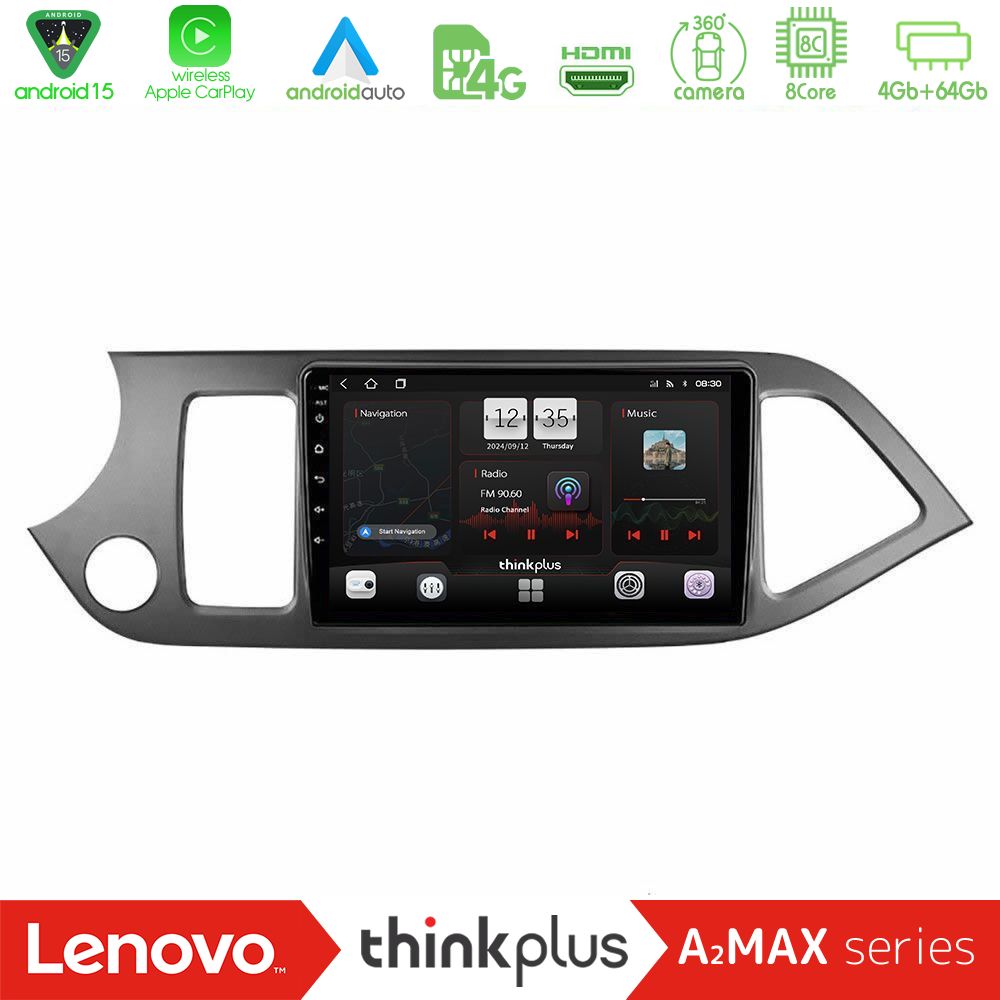 Lenovo Thinkplus A2MAX Series 8Core Android15 4+64GB  Kia Picanto Navigation Multimedia Tablet 9"
