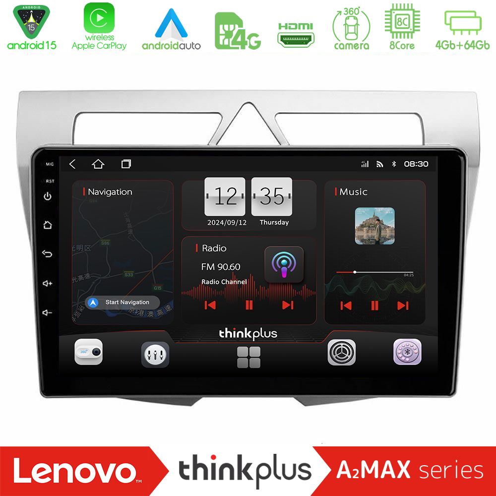 Lenovo Thinkplus A2MAX Series 8Core Android15 4+64GB  Kia Picanto Navigation Multimedia Tablet 9"