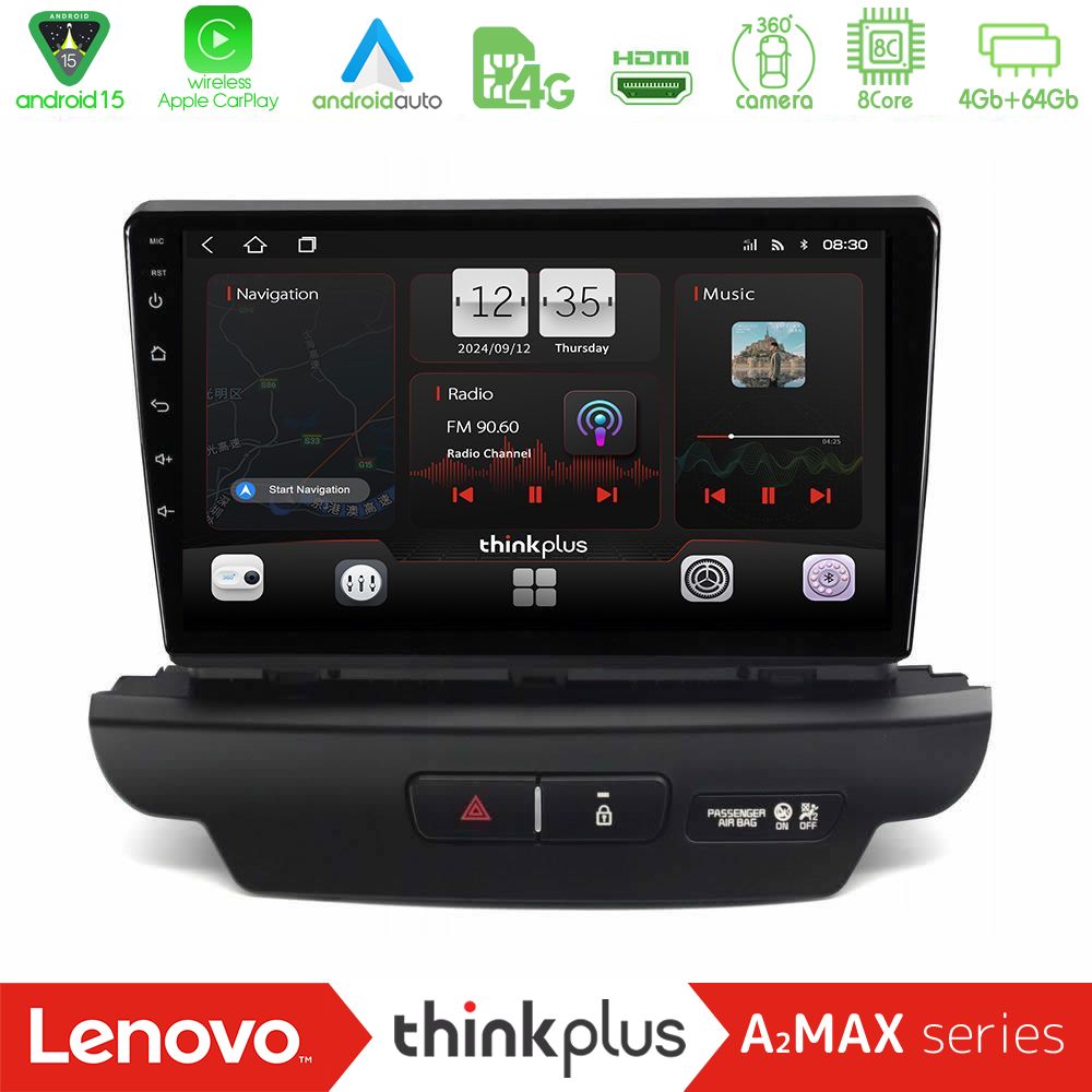 Lenovo Thinkplus A2MAX Series 8Core Android15 4+64GB  Kia Ceed 2018-2023 Navigation Multimedia Tablet 9"   (Low Version)