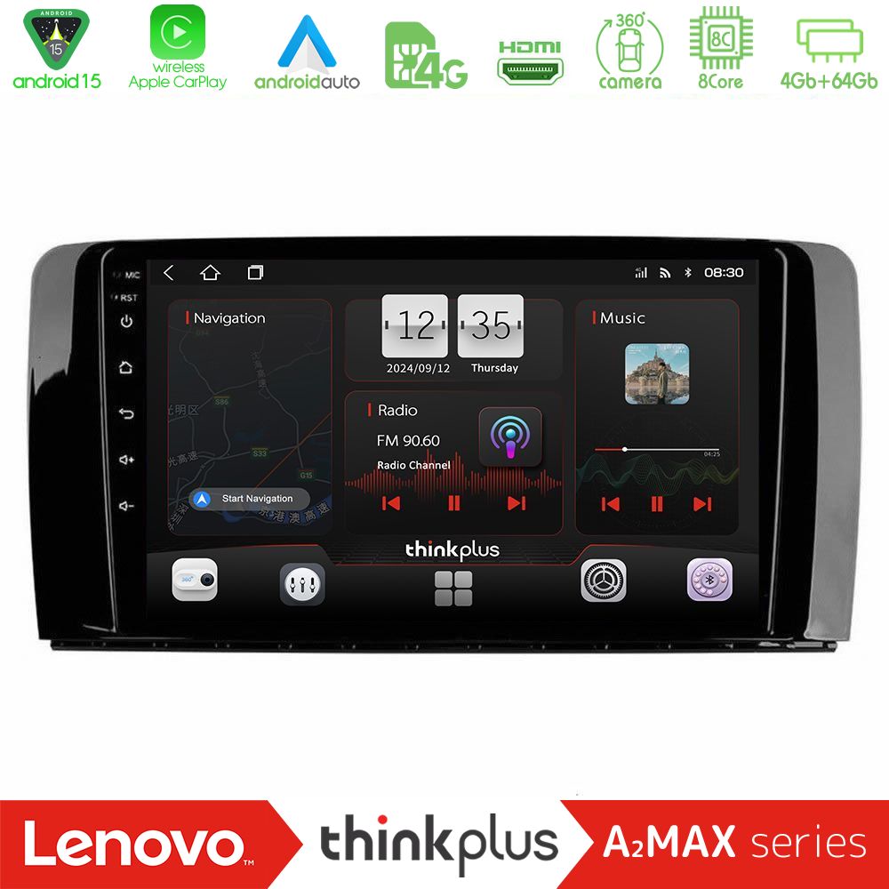 Lenovo Thinkplus A2MAX Series 8Core Android15 4+64GB  Mercedes R Class Navigation Multimedia Tablet 9"