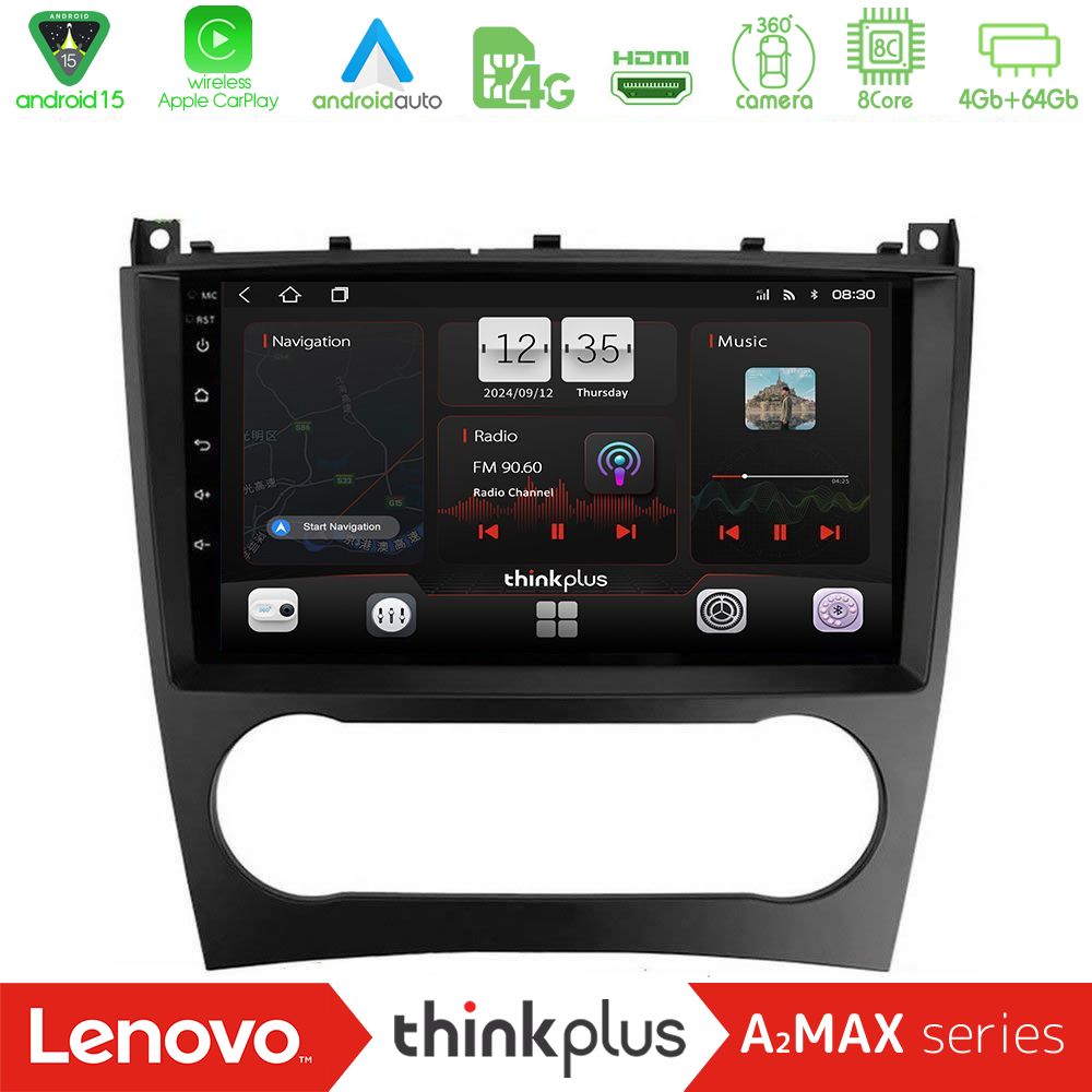 Lenovo Thinkplus A2MAX Series 8Core Android15 4+64GB  Mercedes W203 Facelift Navigation Multimedia Tablet 9"