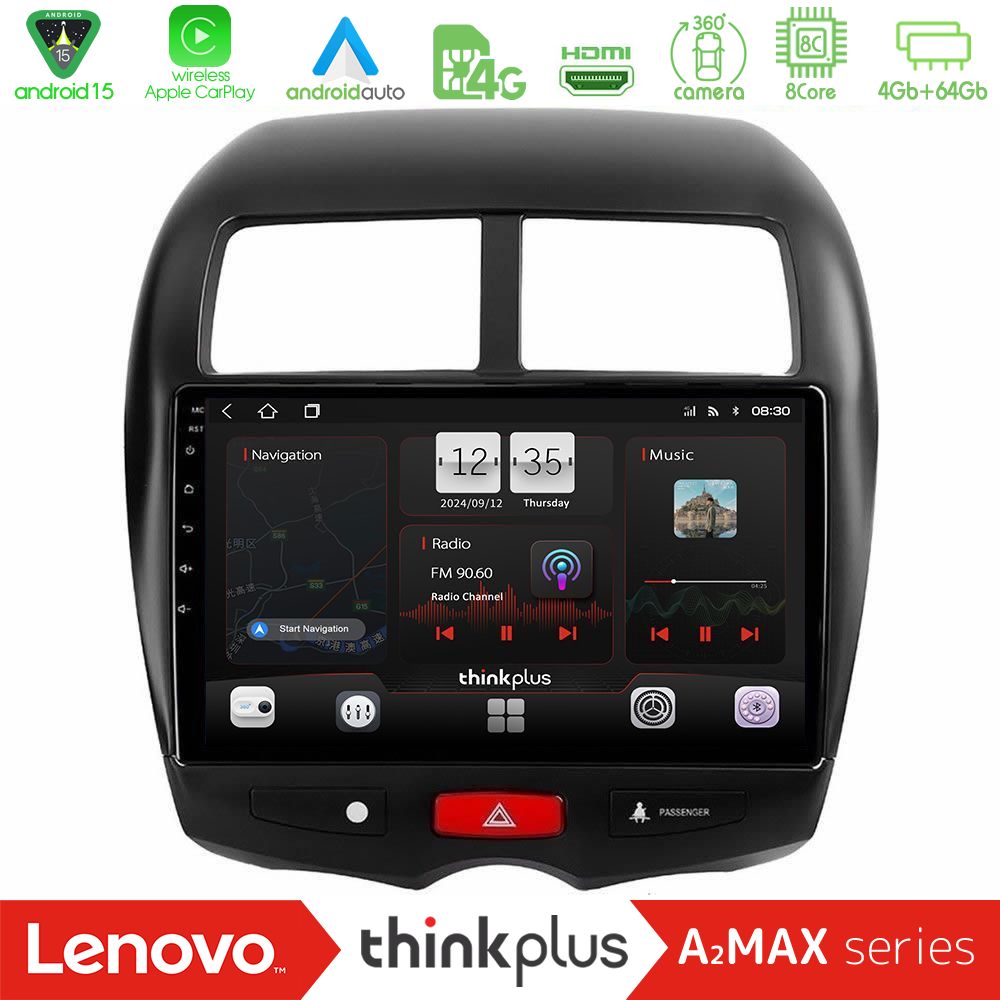 Lenovo Thinkplus A2MAX Series 8Core Android15 4+64GB  Mitsubishi ASX Navigation Multimedia Tablet 10"
