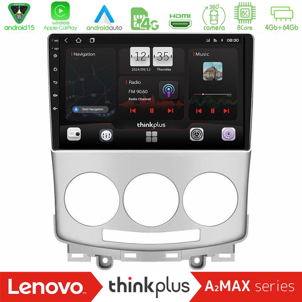 Lenovo Thinkplus A2MAX Series 8Core Android15 4+64GB  Mazda 5 2004-2010 Navigation Multimedia Tablet 9"