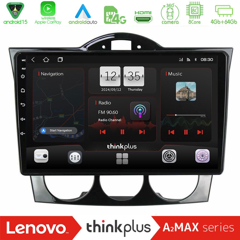Lenovo Thinkplus A2MAX Series 8Core Android15 4+64GB  Mazda RX8 2003-2008 Navigation Multimedia Tablet 9"