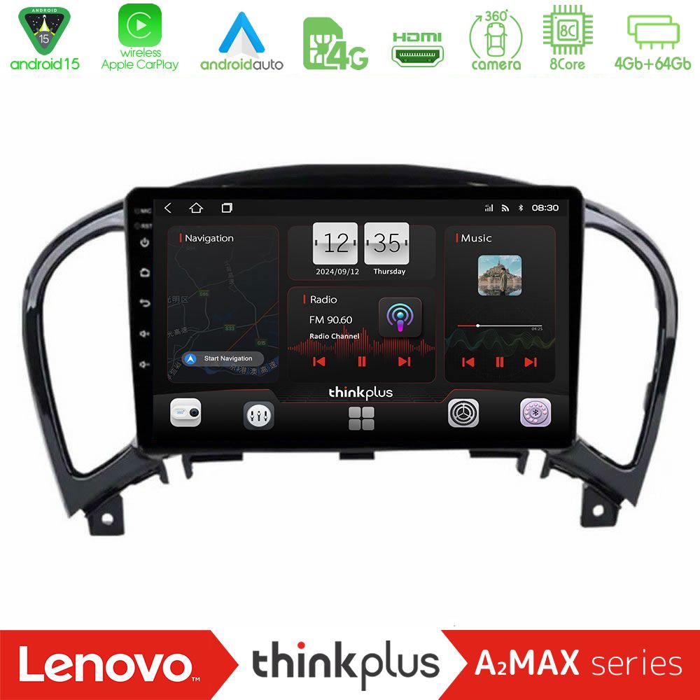 Lenovo Thinkplus A2MAX Series 8Core Android15 4+64GB  Nissan Juke Navigation Multimedia Tablet 9"