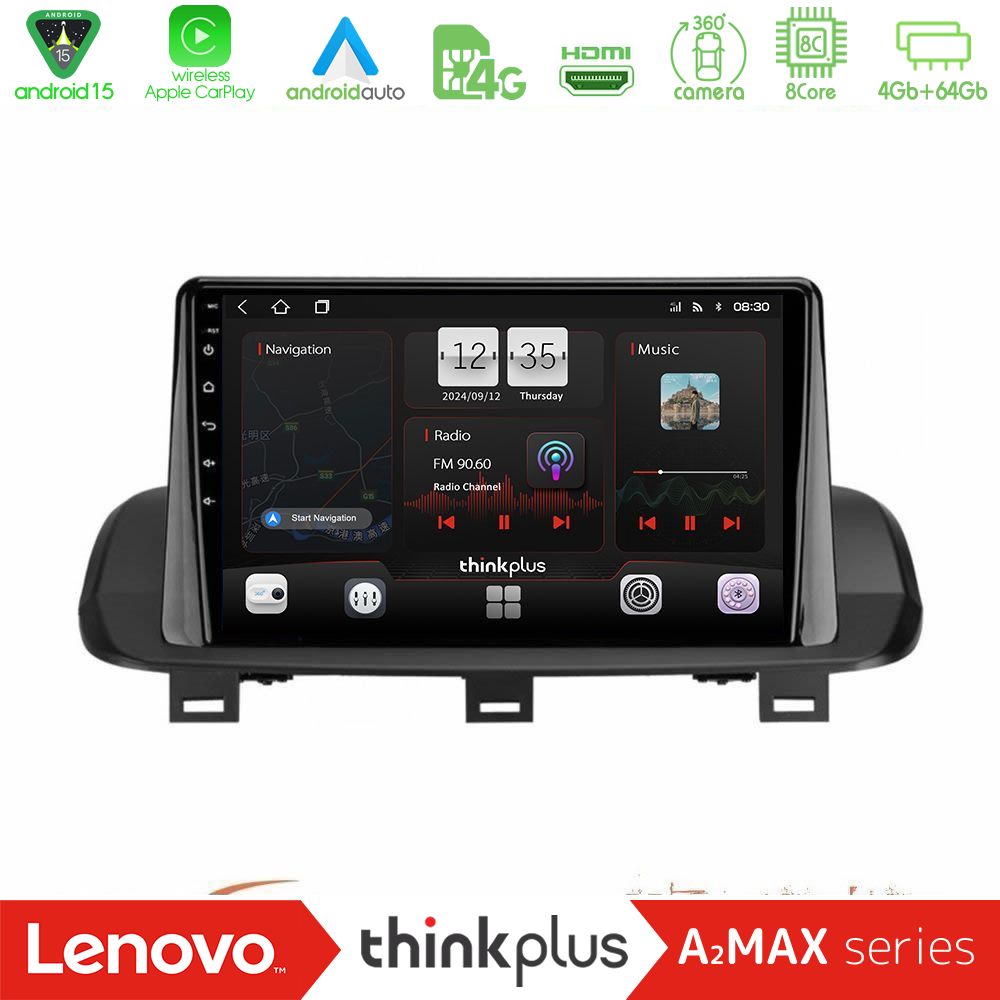 Lenovo Thinkplus A2MAX Series 8Core Android15 4+64GB  Nissan Qashqai J12 amp; X-Trail T33 Navigation Multimedia Tablet 10"