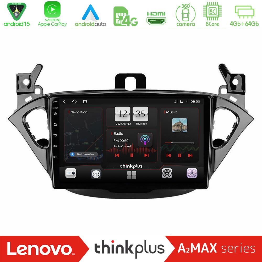 Lenovo Thinkplus A2MAX Series 8Core Android15 4+64GB  Opel Corsa E/Adam Navigation Multimedia Tablet 9"