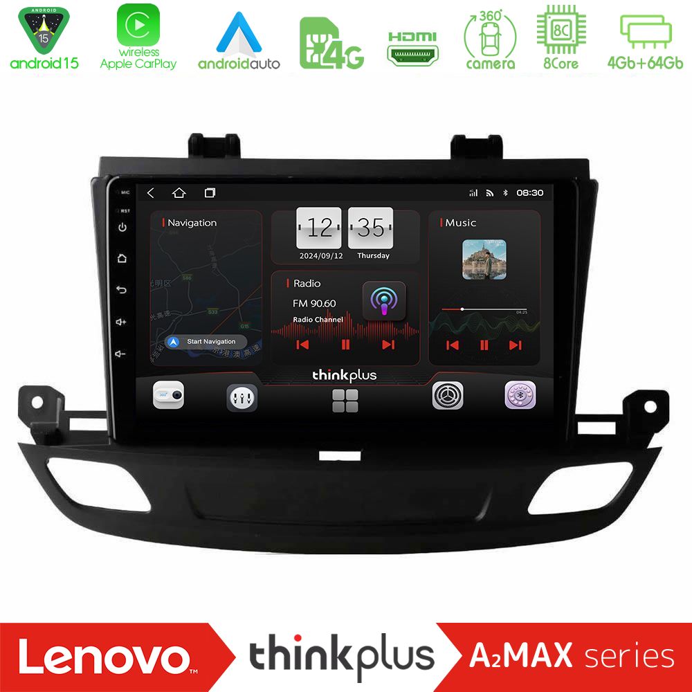 Lenovo Thinkplus A2MAX Series 8Core Android15 4+64GB  Opel Insignia 2 2017-2020 Navigation Multimedia Tablet 9"