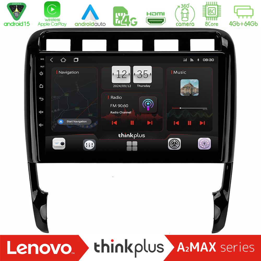 Lenovo Thinkplus A2MAX Series 8Core Android15 4+64GB  Porsche Cayenne 2003-2010 Navigation Multimedia Tablet 9"