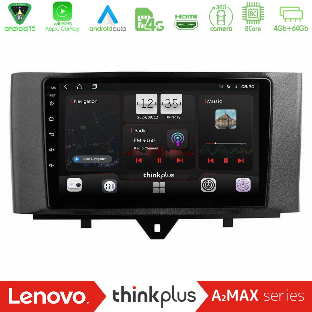 Lenovo Thinkplus A2MAX Series 8Core Android15 4+64GB Smart 451 Facelift Navigation Multimedia Tablet 9"