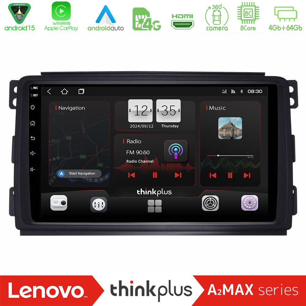 Lenovo Thinkplus A2MAX Series 8Core Android15 4+64GB  Smart 451 Navigation Multimedia Tablet 9"