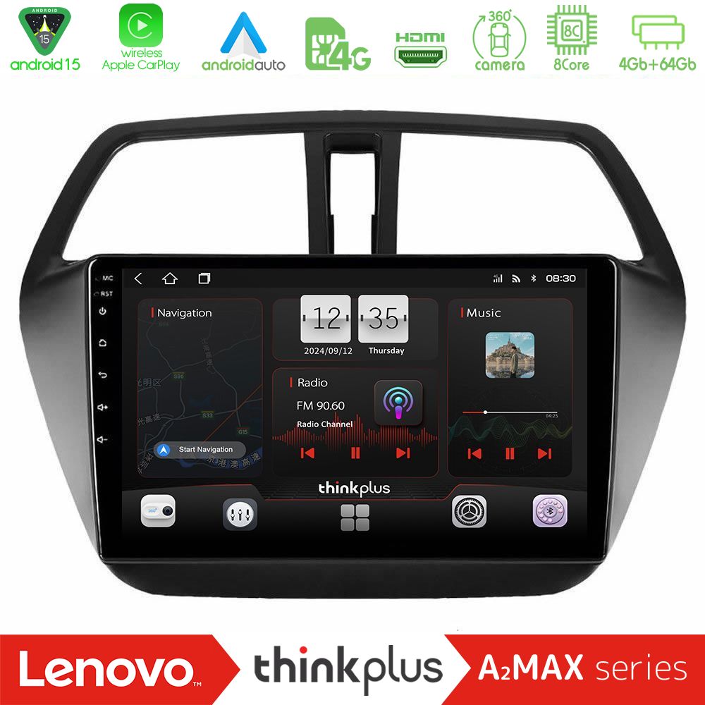 Lenovo Thinkplus A2MAX Series 8Core Android15 4+64GB  Suzuki SX4 S-Cross Navigation Multimedia Tablet 9"