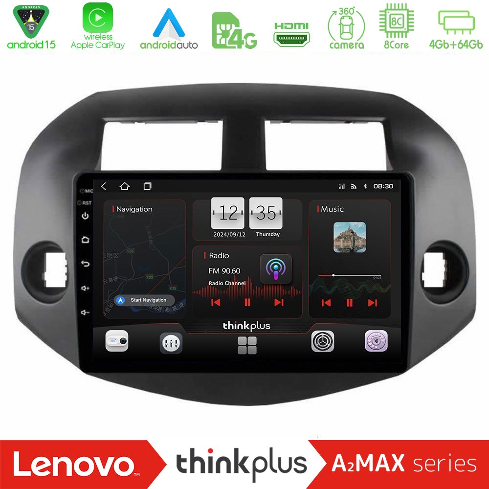 Lenovo Thinkplus A2MAX Series 8Core Android15 4+64GB  Toyota Rav4 2006-2012 Navigation Multimedia Tablet 10"