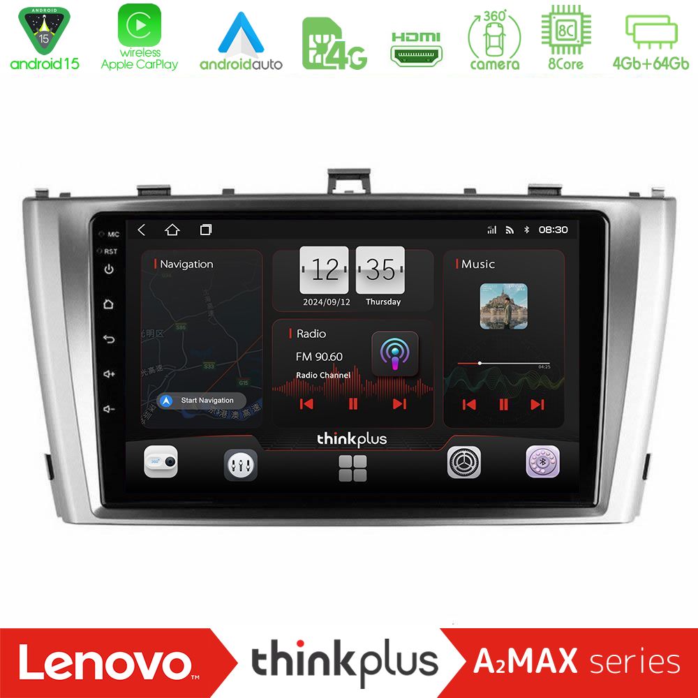 Lenovo Thinkplus A2MAX Series 8Core Android15 4+64GB  Toyota Avensis T27 Navigation Multimedia Tablet 9"
