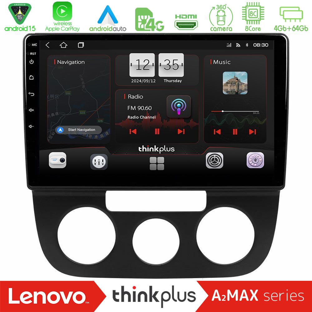 Lenovo Thinkplus A2MAX Series 8Core Android15 4+64GB  VW Jetta Navigation Multimedia Tablet 10"