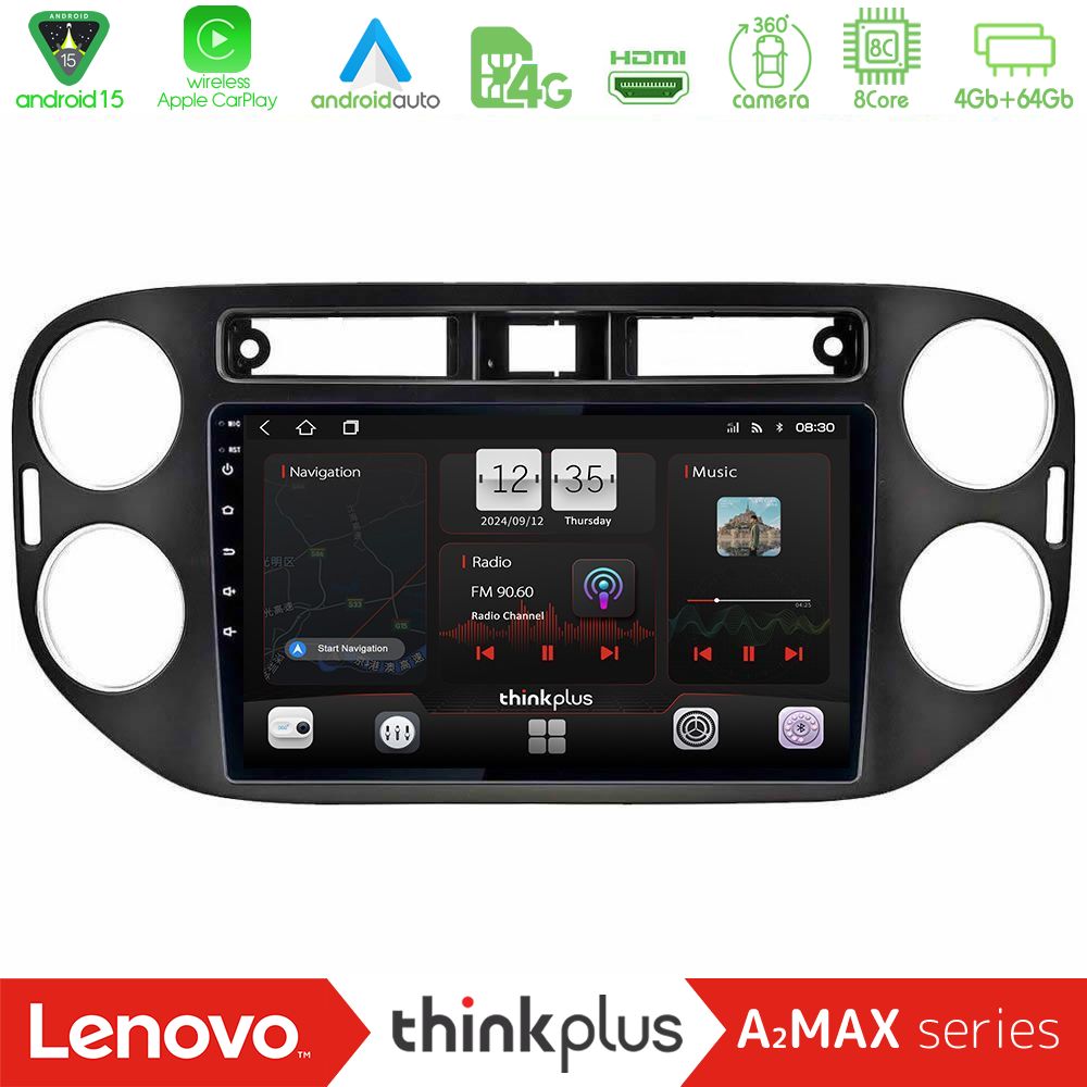 Lenovo Thinkplus A2MAX Series 8Core Android15 4+64GB  VW Tiguan Navigation Multimedia Tablet 9" (23mm alarm button)