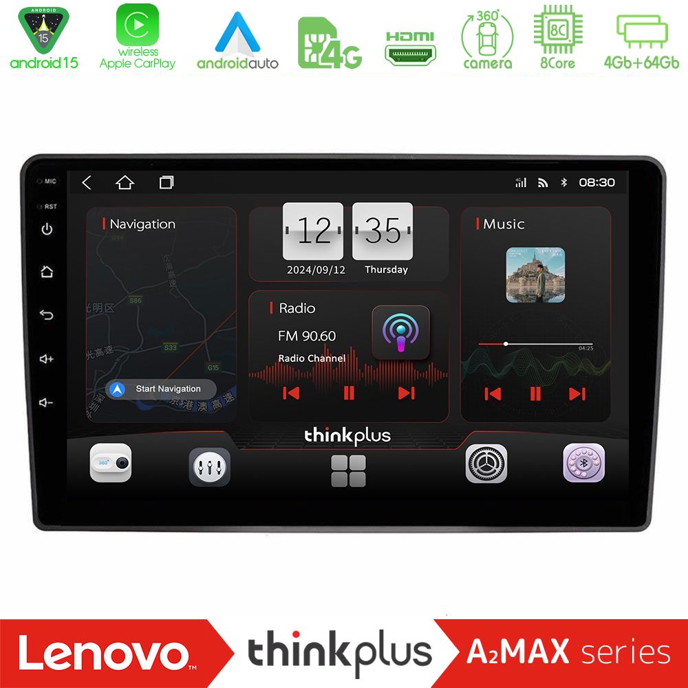 Lenovo Thinkplus A2MAX Series 8Core Android15 4+64GB  VW Passat Navigation Multimedia Tablet 9"