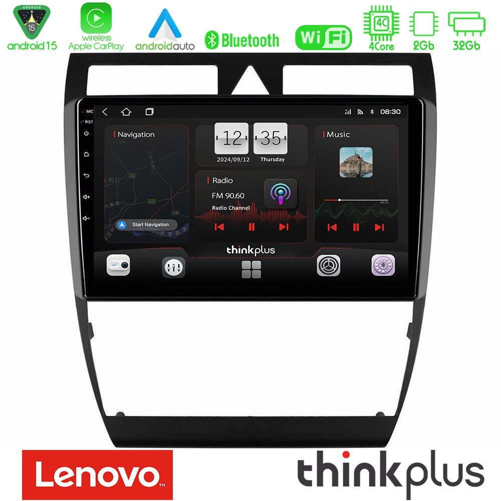 Lenovo Thinkplus Series 4Core Android15 2+32GB Audi A6 (C5) 1997-2004 Navigation Multimedia Tablet 9" Με Carplay & Android Auto