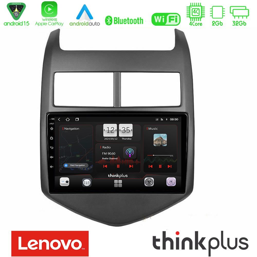 Lenovo Thinkplus Series 4Core Android15 2+32GB  Chevrolet Aveo 2011-2017 Navigation Multimedia Tablet 9" Με Carplay & Android Auto
