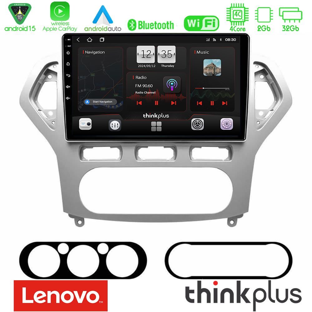 Lenovo Thinkplus Series 4Core Android15 2+32GB  Ford Mondeo 2007-2010 AUTO A/C Navigation Multimedia Tablet 9" Με Carplay & Android Auto