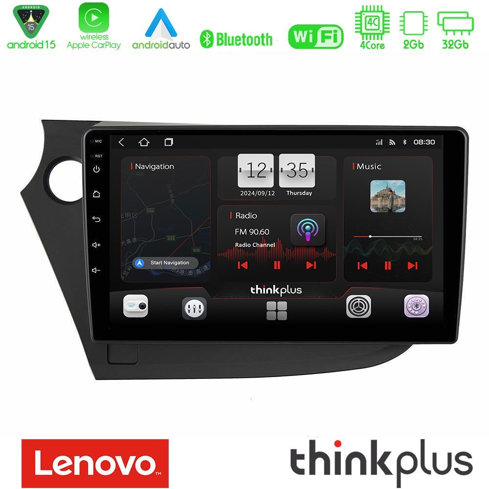 Lenovo Thinkplus Series 4Core Android15 2+32GB Honda Insight 2009-2015 Navigation Multimedia Tablet 9" Με Carplay & Android Auto