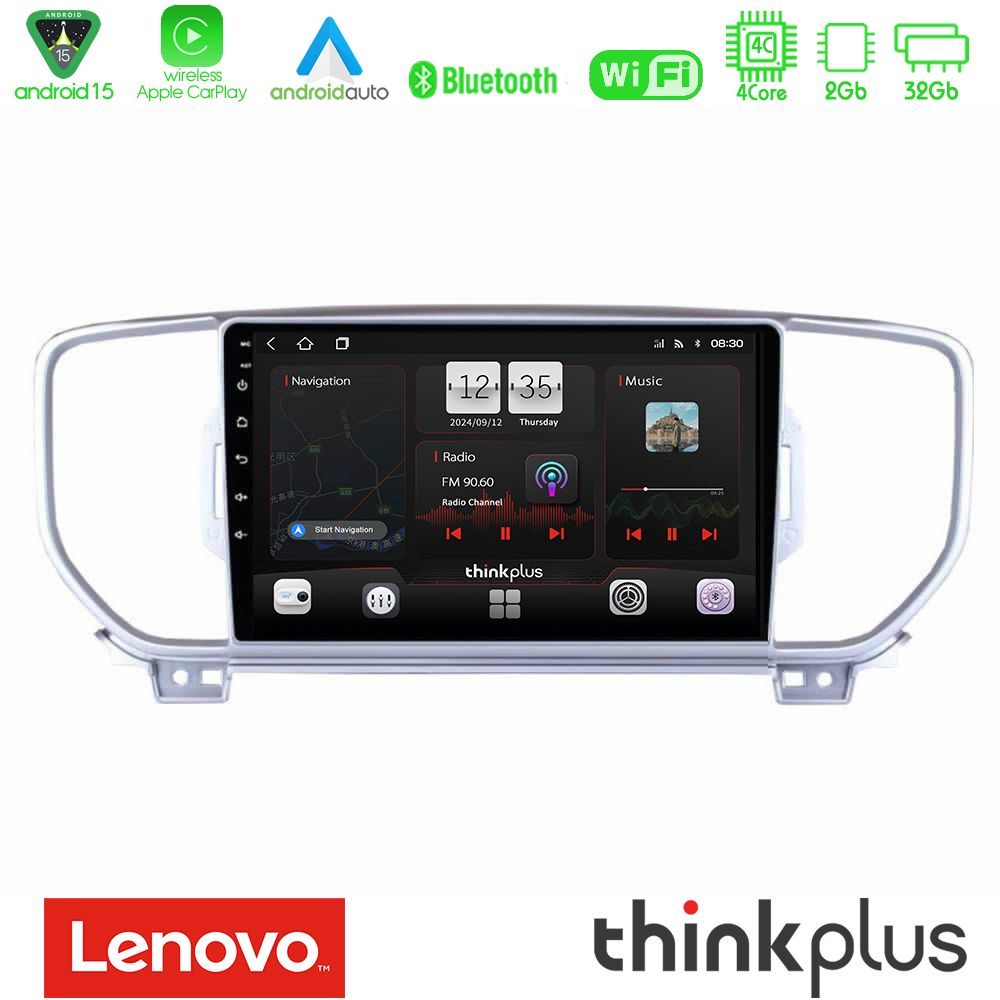 Lenovo Thinkplus Series 4Core Android15 2+32GB  Kia Sportage 2016-2018 Navigation Multimedia Tablet 9" Με Carplay & Android Auto