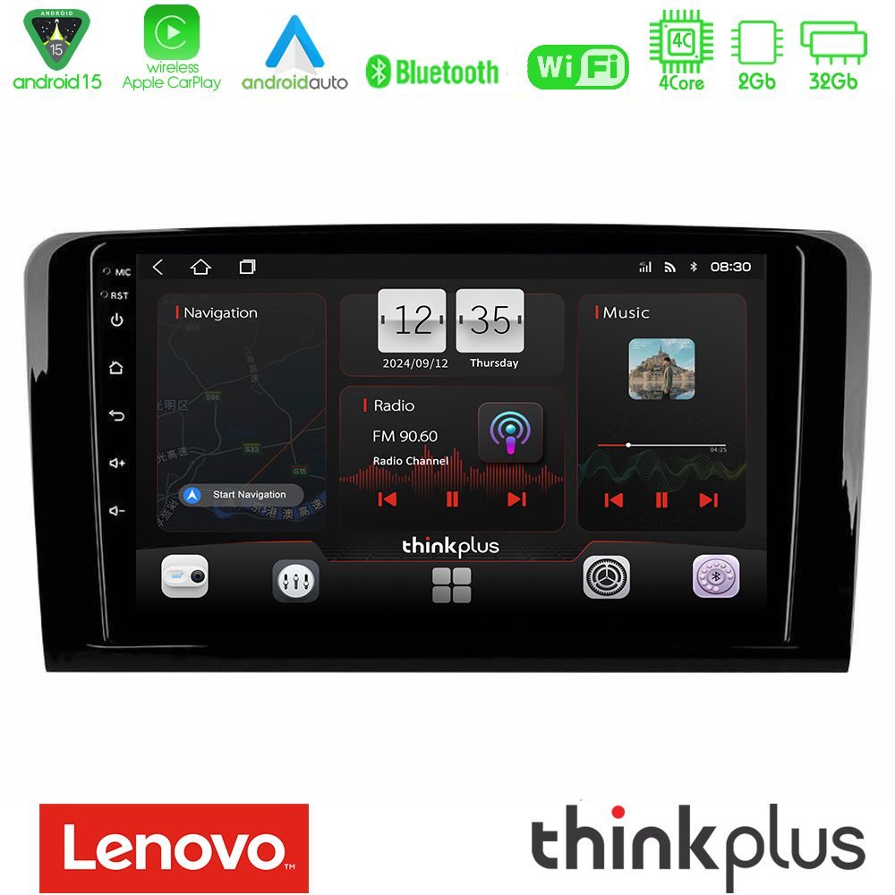 Lenovo Thinkplus Series 4Core Android15 2+32GB Mercedes ML/GL Class Navigation Multimedia Tablet 9" Με Carplay & Android Auto
