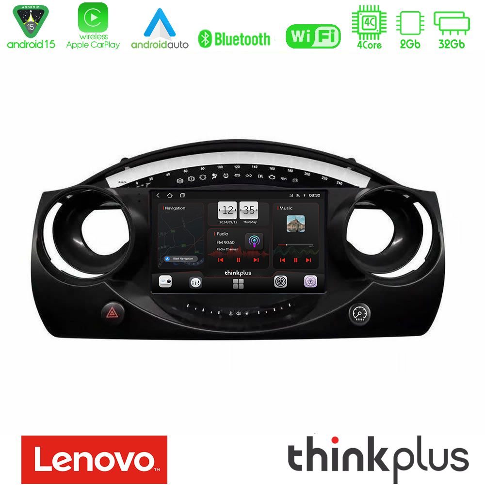 Lenovo Thinkplus Series 4Core Android15 2+32GB  Mini Cooper R50 Navigation Multimedia Tablet 9" Με Carplay & Android Auto