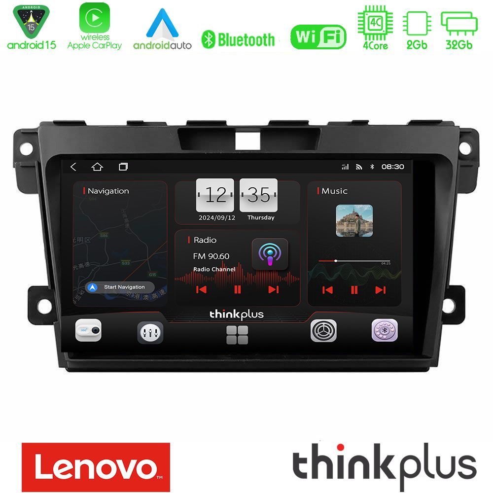 Lenovo Thinkplus Series 4Core Android15 2+32GB  Mazda CX-7 2007-2011 Navigation Multimedia Tablet 9" Με Carplay & Android Auto