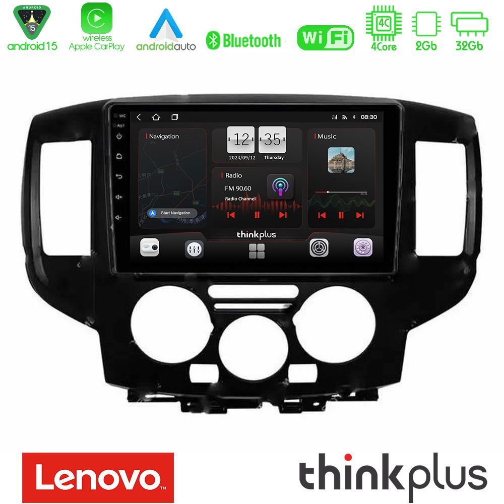 Lenovo Thinkplus Series 4Core Android15 2+32GB Nissan NV200 Navigation Multimedia Tablet 9" Με Carplay & Android Auto (Μαύρο)