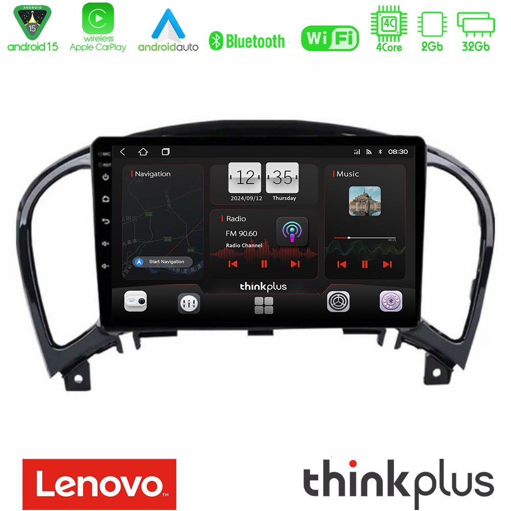 Lenovo Thinkplus Series 4Core Android15 2+32GB  Nissan Juke Navigation Multimedia Tablet 9" Με Carplay & Android Auto