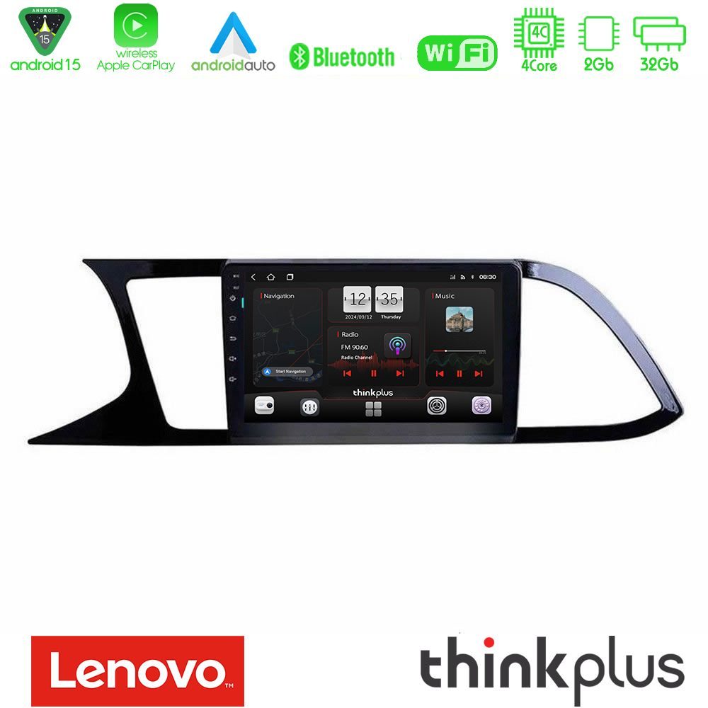 Lenovo Thinkplus Series 4Core Android15 2+32GB  Seat Leon 2013 – 2019 Navigation Multimedia Tablet 9" Με Carplay & Android Auto