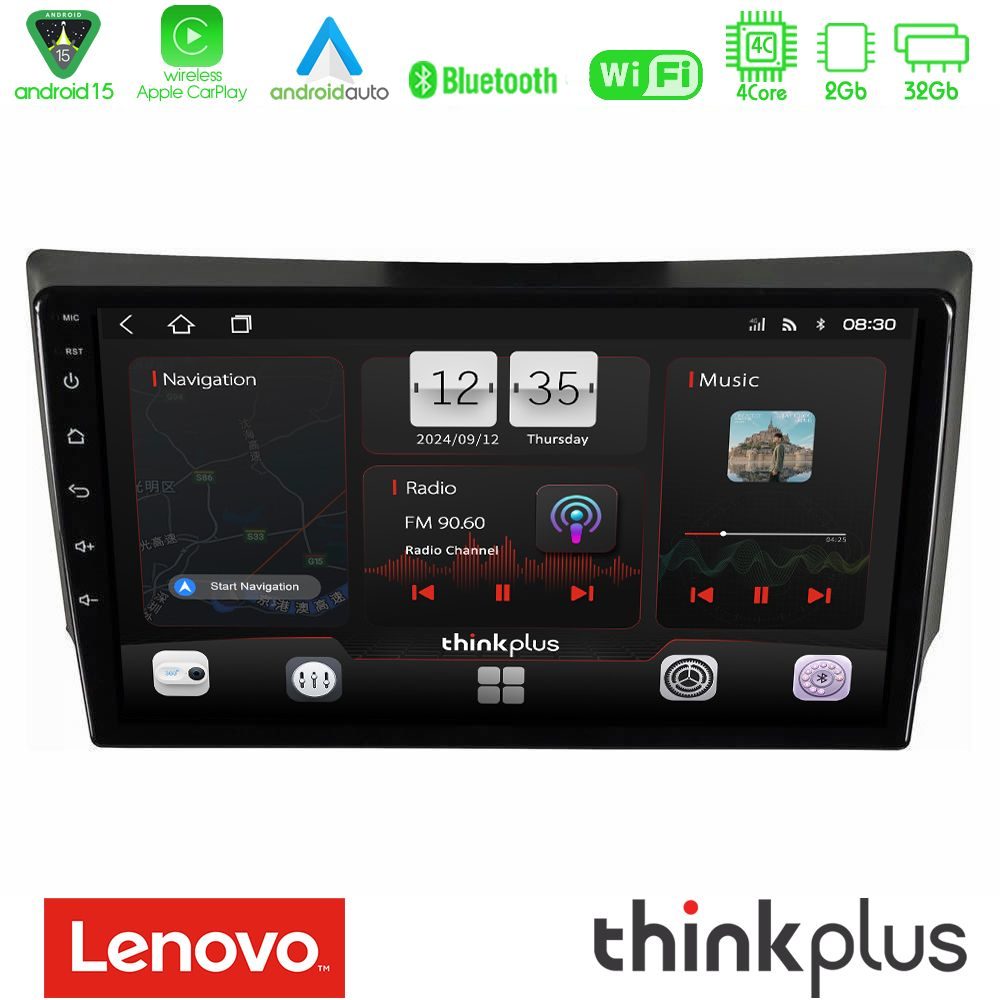 Lenovo Thinkplus Series 4Core Android15 2+32GB Ssangyong Rexton 2002-2006 Navigation Multimedia Tablet 9" Με Carplay & Android Auto