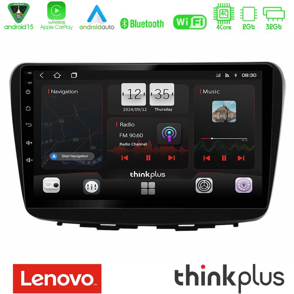Lenovo Thinkplus Series 4Core Android15 2+32GB  Suzuki Baleno 2016-2021 Navigation Multimedia Tablet 9" Με Carplay & Android Auto