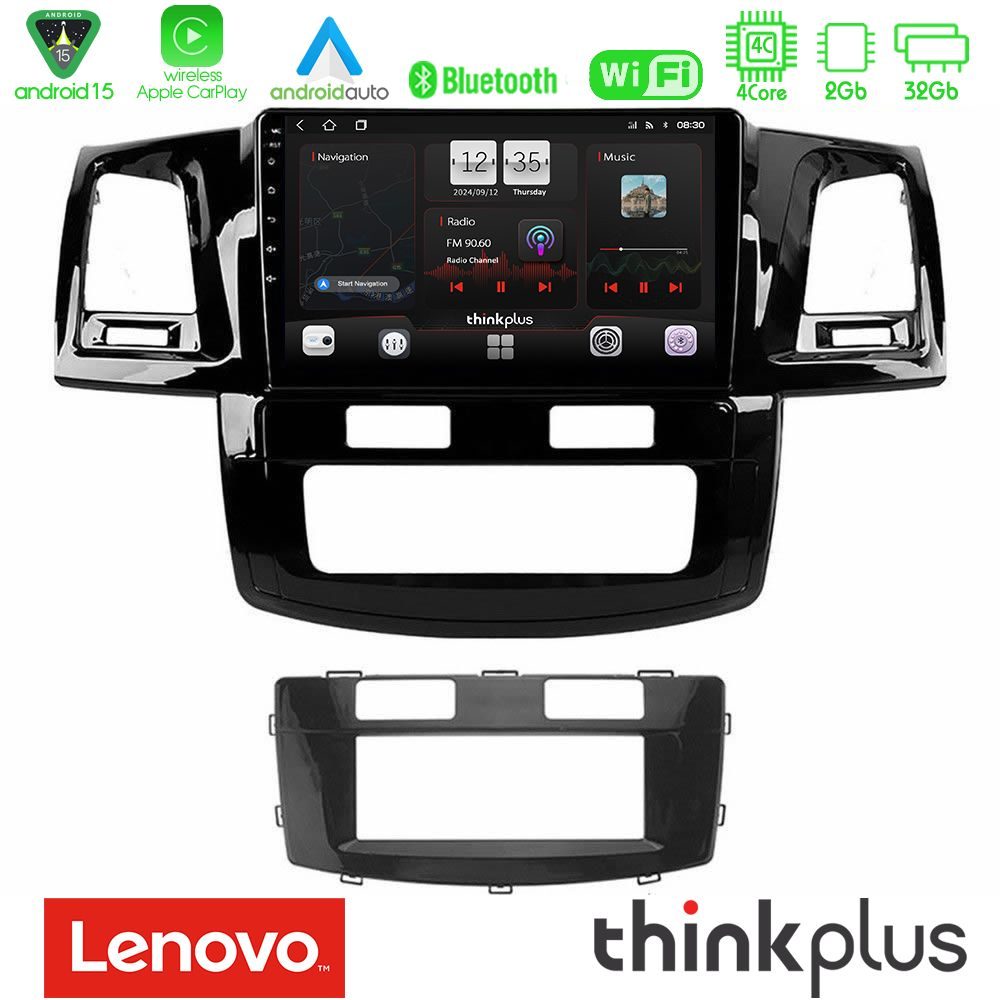 Lenovo Thinkplus Series 4Core Android15 2+32GB  Toyota Hilux 2007-2016 Navigation Multimedia Tablet 9" Με Carplay & Android Auto