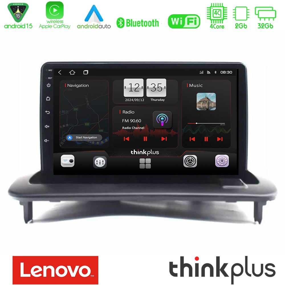 Lenovo Thinkplus Series 4Core Android15 2+32GB Volvo S40/C30/C70 Navigation Multimedia Tablet 9" Με Carplay & Android Auto
