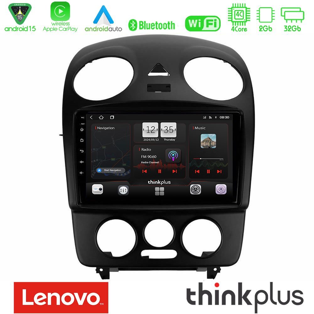 Lenovo Thinkplus Series 4Core Android15 2+32GB  VW Beetle Navigation Multimedia Tablet 9" Με Carplay & Android Auto