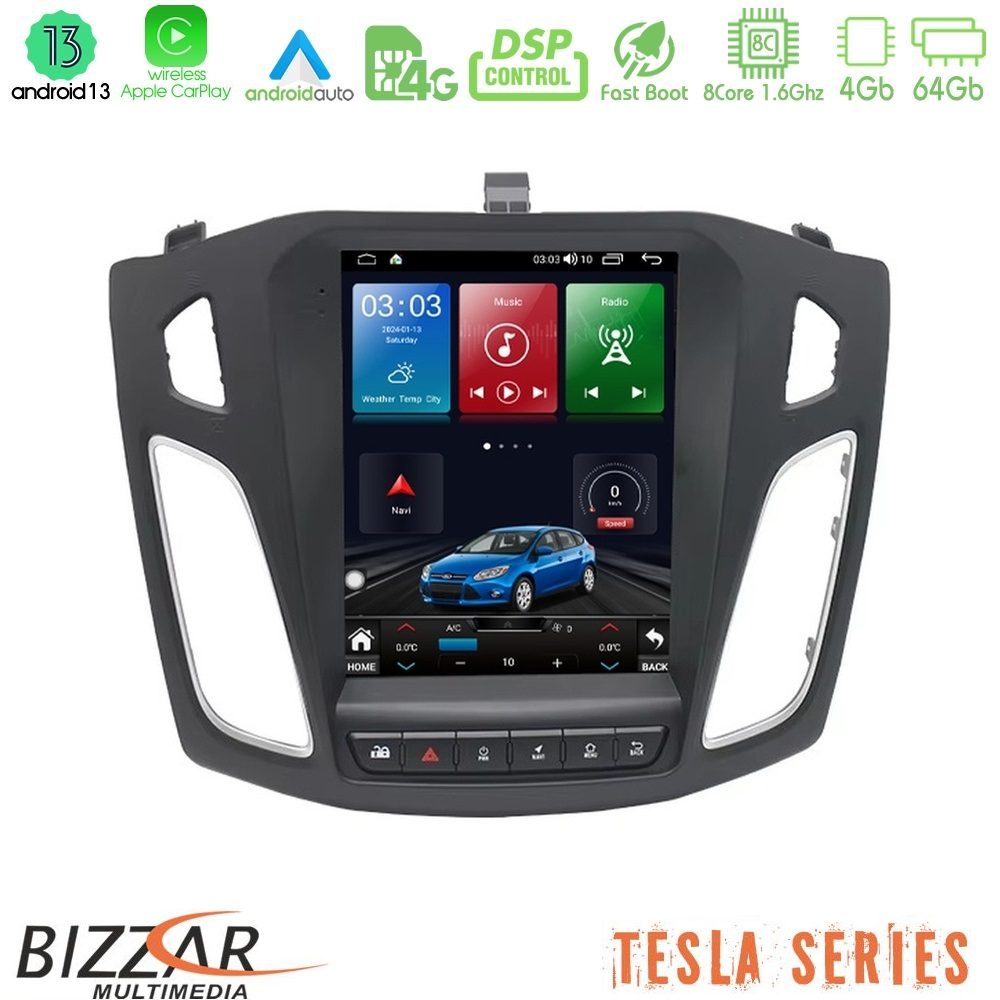 Bizzar Tesla Series 8Core Android13 4+64GB Ford Focus 2012-2018 Navigation Multimedia Tablet 9.7"