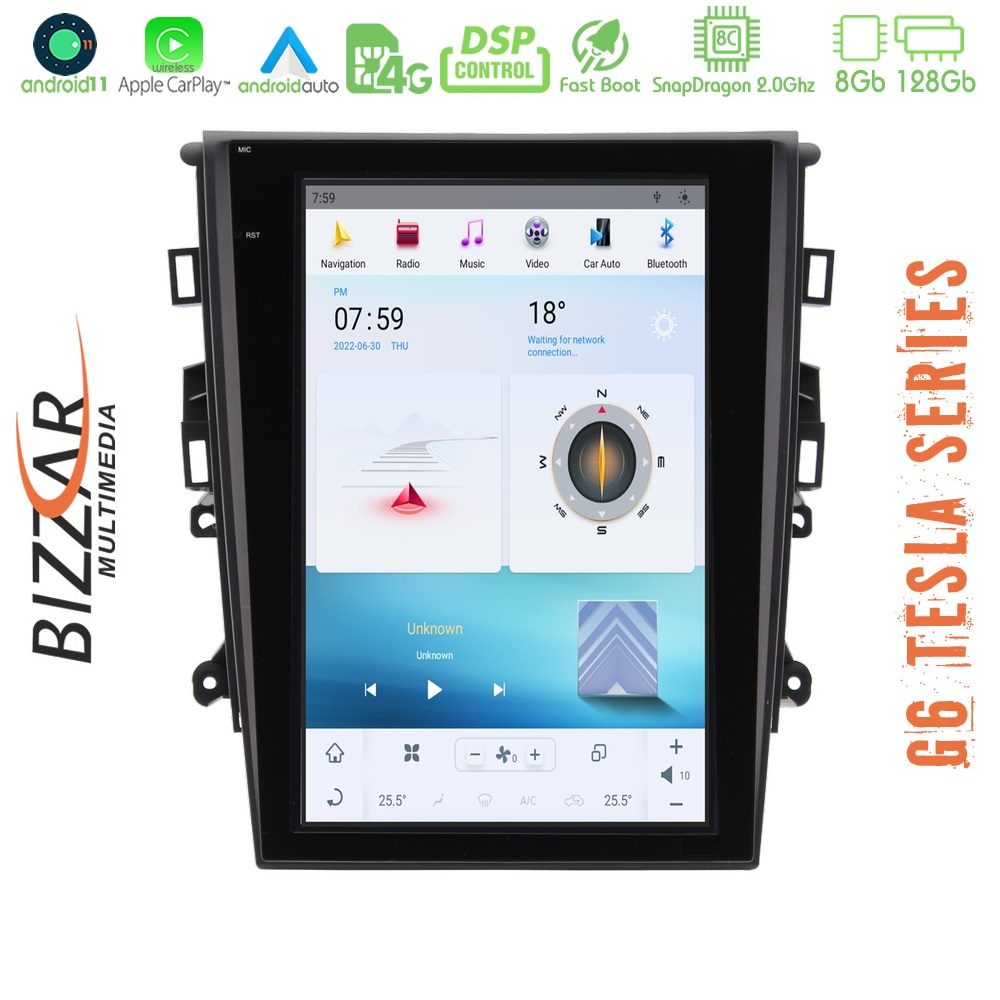 Bizzar Ford Mondeo 2014-2018 Android 11 (8+128GB) Tesla Multimedia Station 12