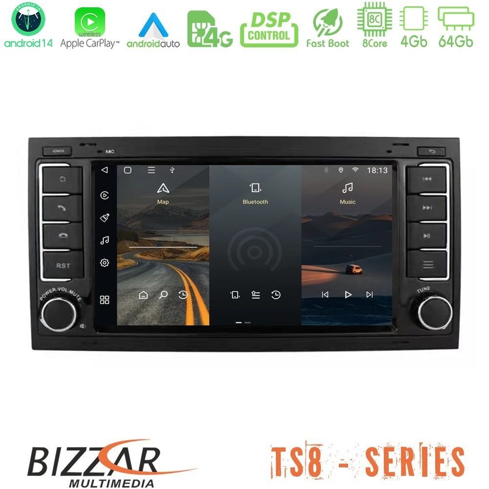 Bizzar VW Touareg 2002-2010 8core Android14 4+64GB Navigation Multimedia Deckless 7" με Carplay/AndroidAuto (OEM Style)