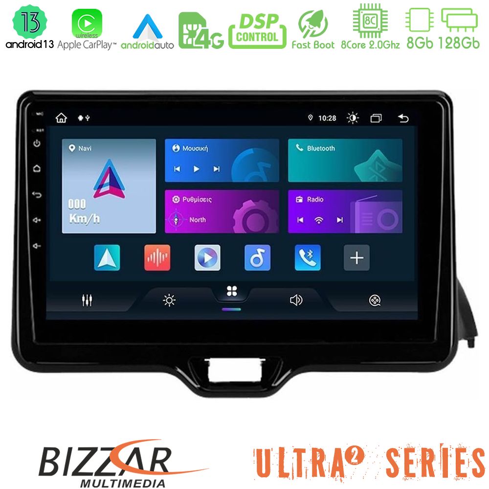 Bizzar Ultra Series Toyota Yaris 2020-> 8Core Android13 8+128GB Navigation Multimedia Tablet 10"