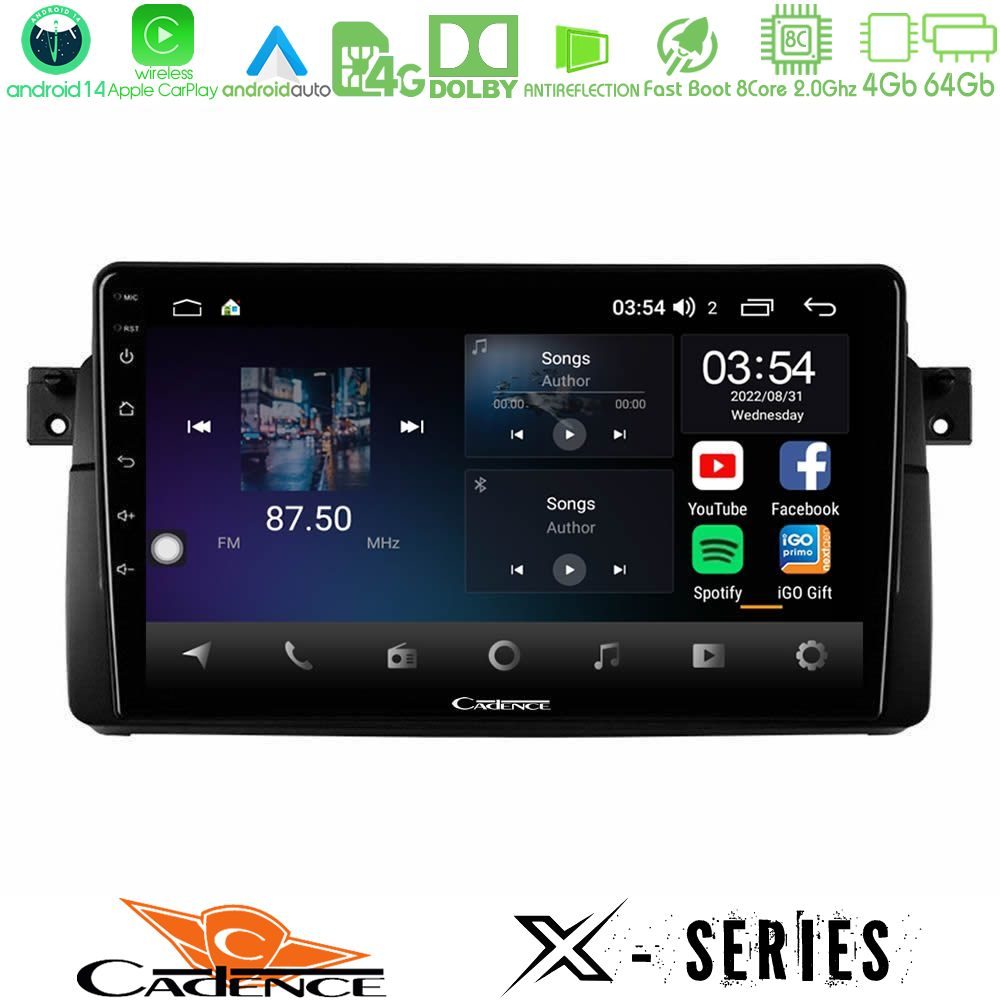 Cadence X Series BMW E46 8core Android 14 4+64GB Navigation Multimedia 9"
