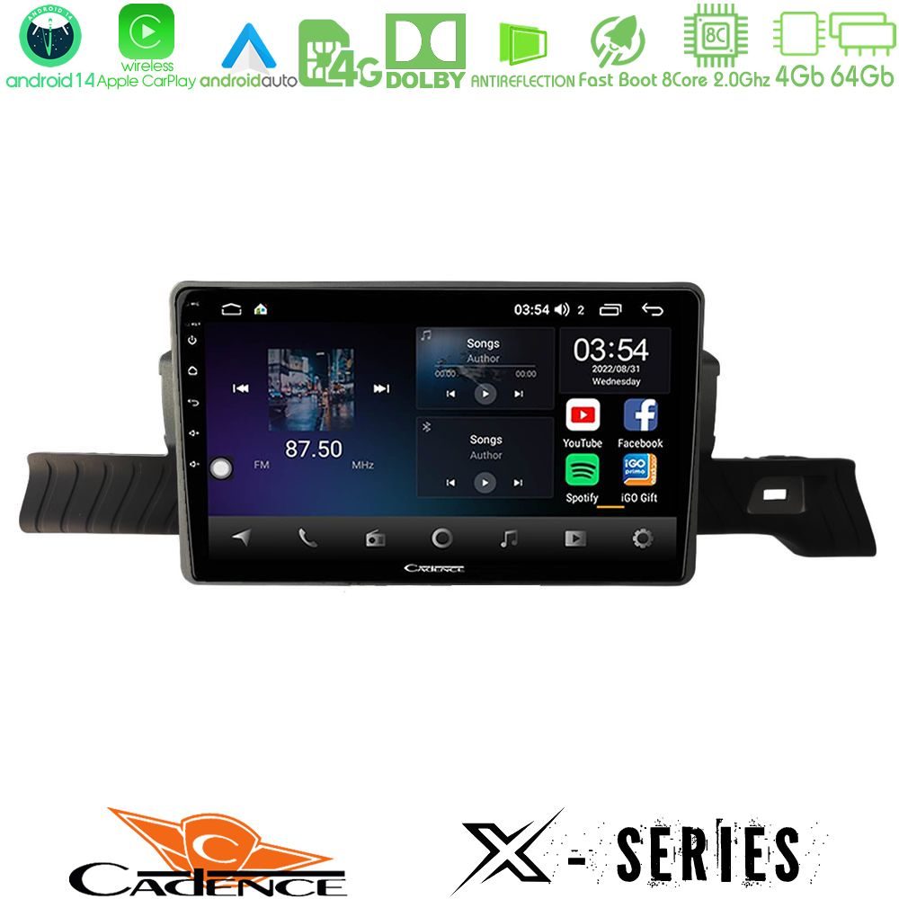 Cadence X Series Citroen C3 You 2025-> 8core Android 14 4+64GB Navigation Multimedia Tablet 9"