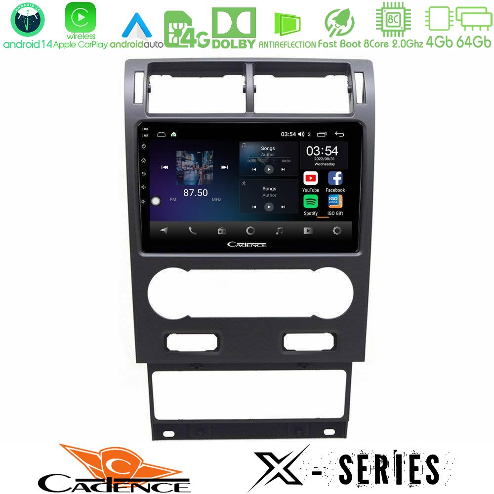 Cadence X Series Ford Mondeo 2004-2007 8core Android 14 4+64GB Navigation Multimedia Tablet 9"
