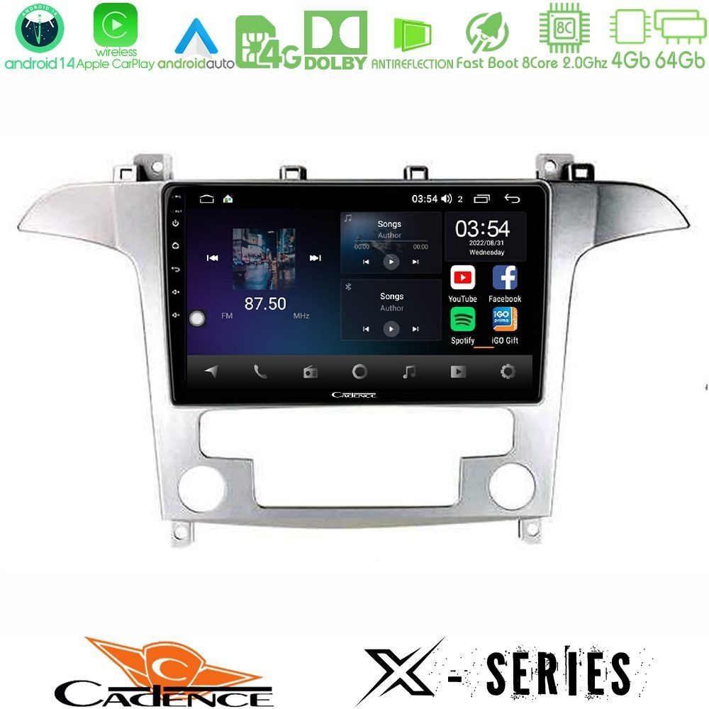 Cadence X Series Ford S-Max 2006-2012 8core Android 14 4+64GB Navigation Multimedia Tablet 9"