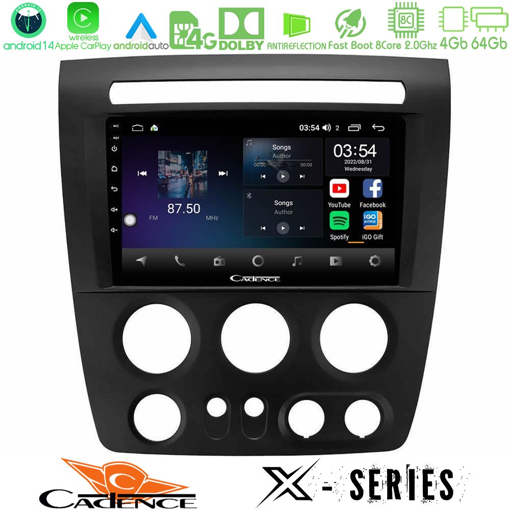 Cadence X Series Hummer H3 2005-2009 8core Android 14 4+64GB Navigation Multimedia Tablet 9"