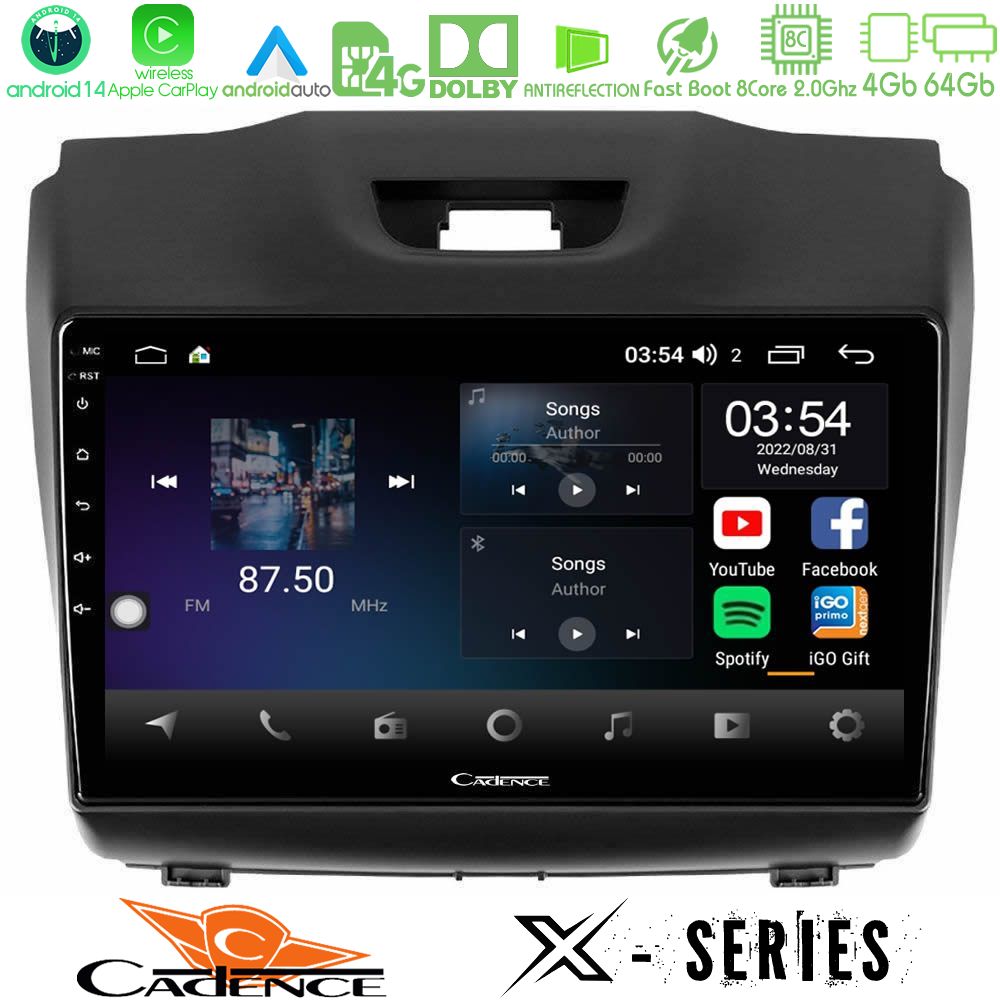 Cadence X Series Isuzu D-MAX 2012-2019 8core Android 14 4+64GB Navigation Multimedia Tablet 9"