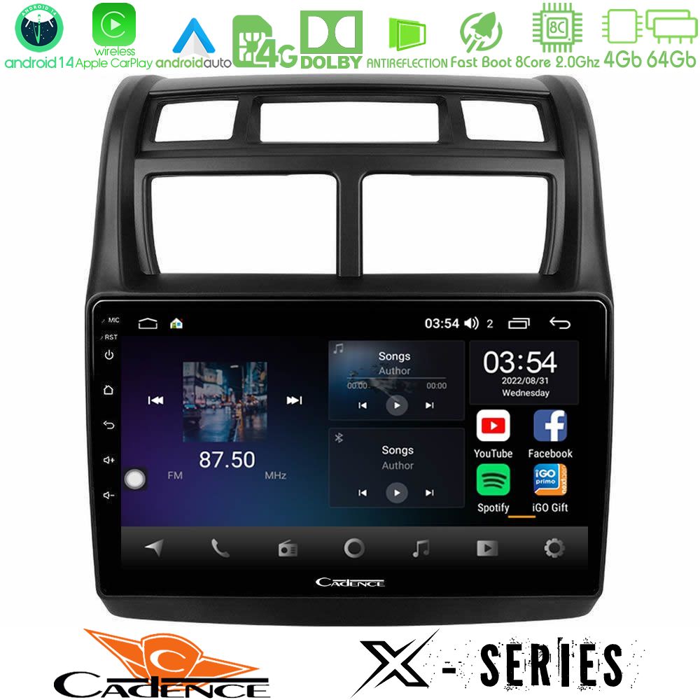 Cadence X Series Kia Sportage 2008-2011 8core Android 14 4+64GB Navigation Multimedia Tablet 9"