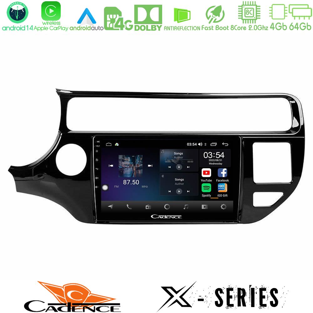 Cadence X Series Kia Rio 2015-2017 8core Android 14 4+64GB Navigation Multimedia Tablet 9"