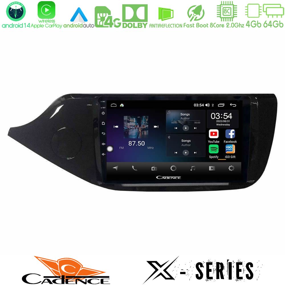 Cadence X Series Kia Ceed 2013-2017 8core Android 14 4+64GB Navigation Multimedia Tablet 9"